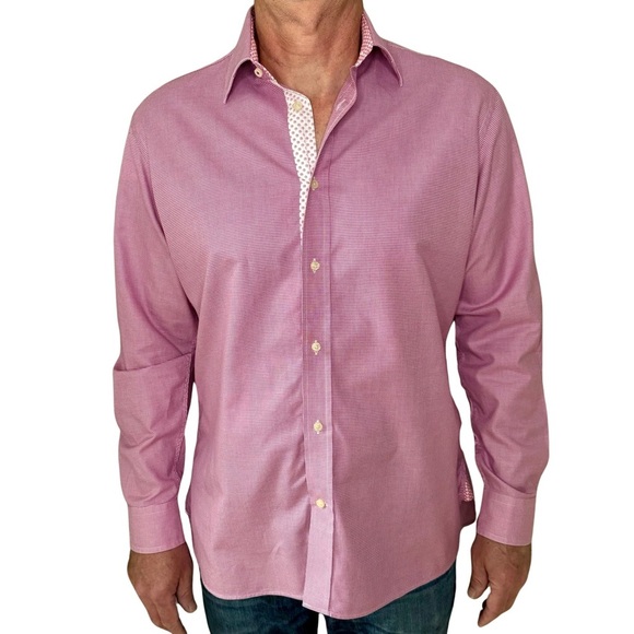 TED BAKER Endurance Classic Fit Flip Cuff Button Up Shirt Pink Cotton Size 17 - Picture 3 of 16